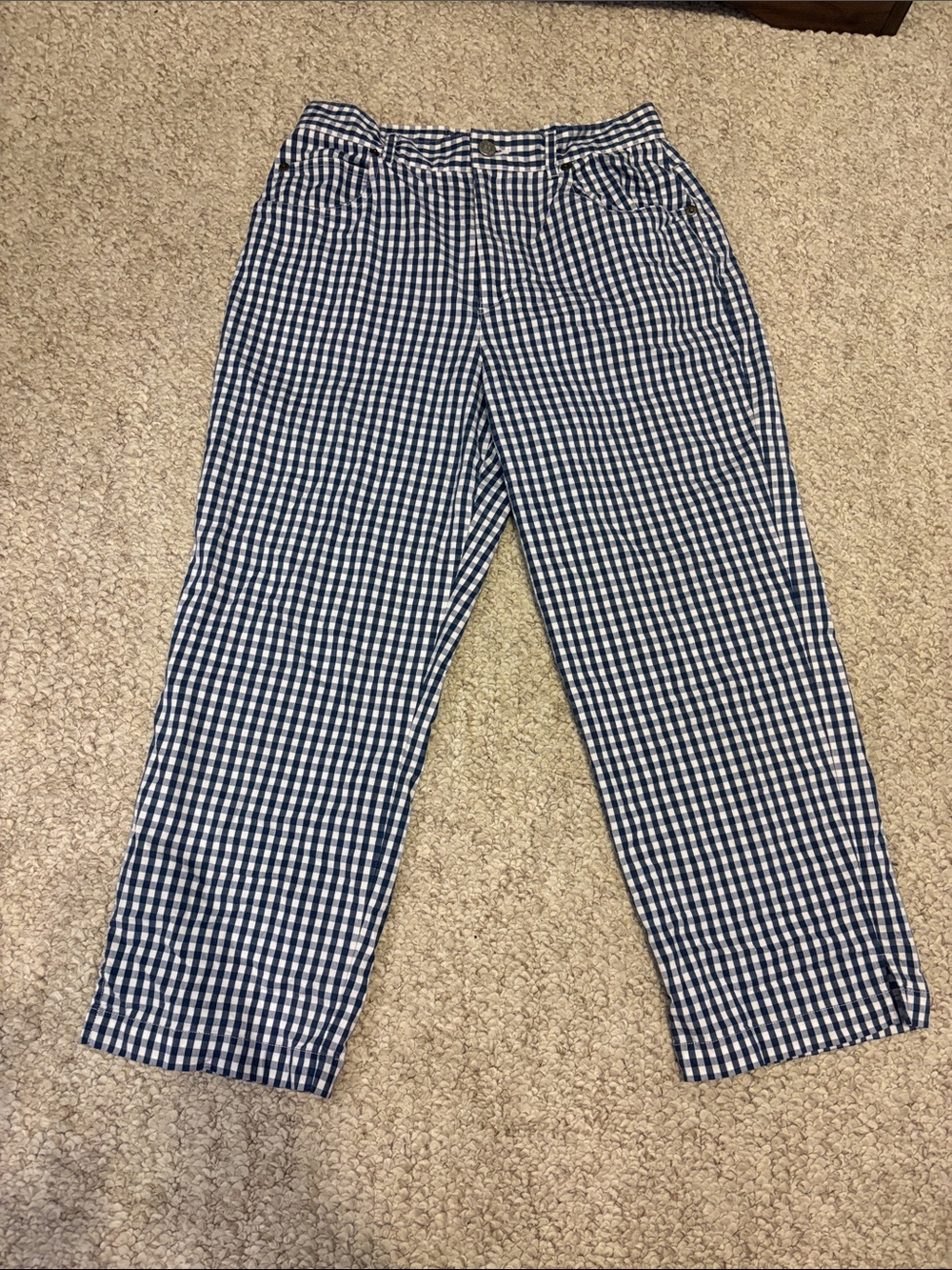 Evan- Picone Women’s  Blue and White Plaid Pants Size: 6 C5